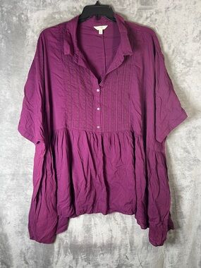 Terra & Sky Plum Button-Front Tunic